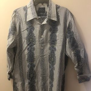 Indigo Palms Blue and Paisley button down